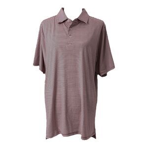 Men’s Large Polo Shirt B Draddy Sport Red Pin Striped Short Sleeve Athletic